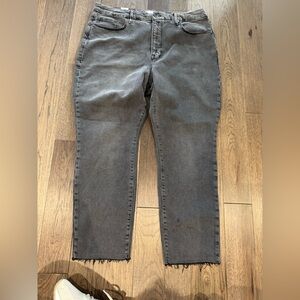 Good American Black Washed Raw Hem Jeans